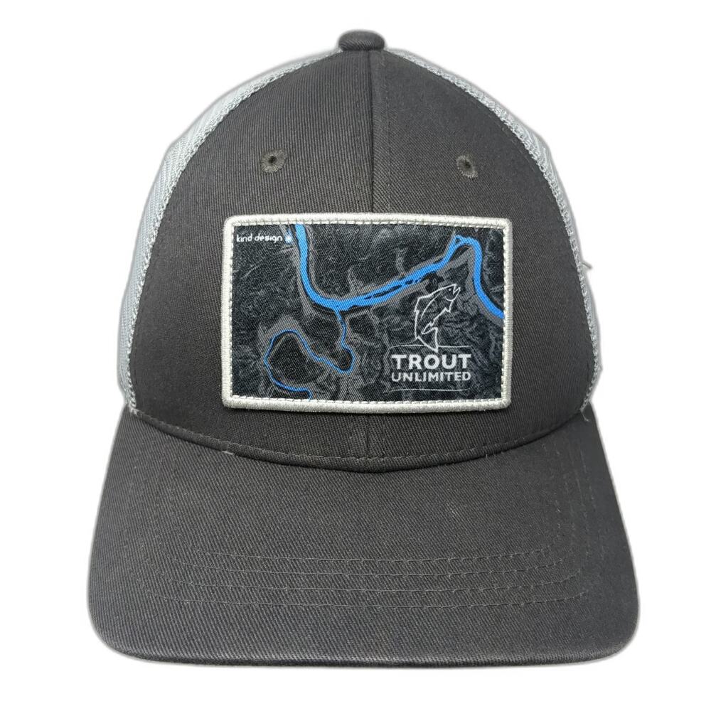 RepYourWater Trout Unlimited Gray One Size Trucker Hat Snapback Fishing Mesh